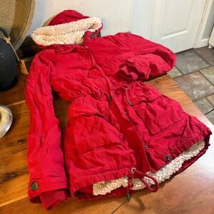 Aeropostale Red Jacket with Faux Fur Interior Preloved